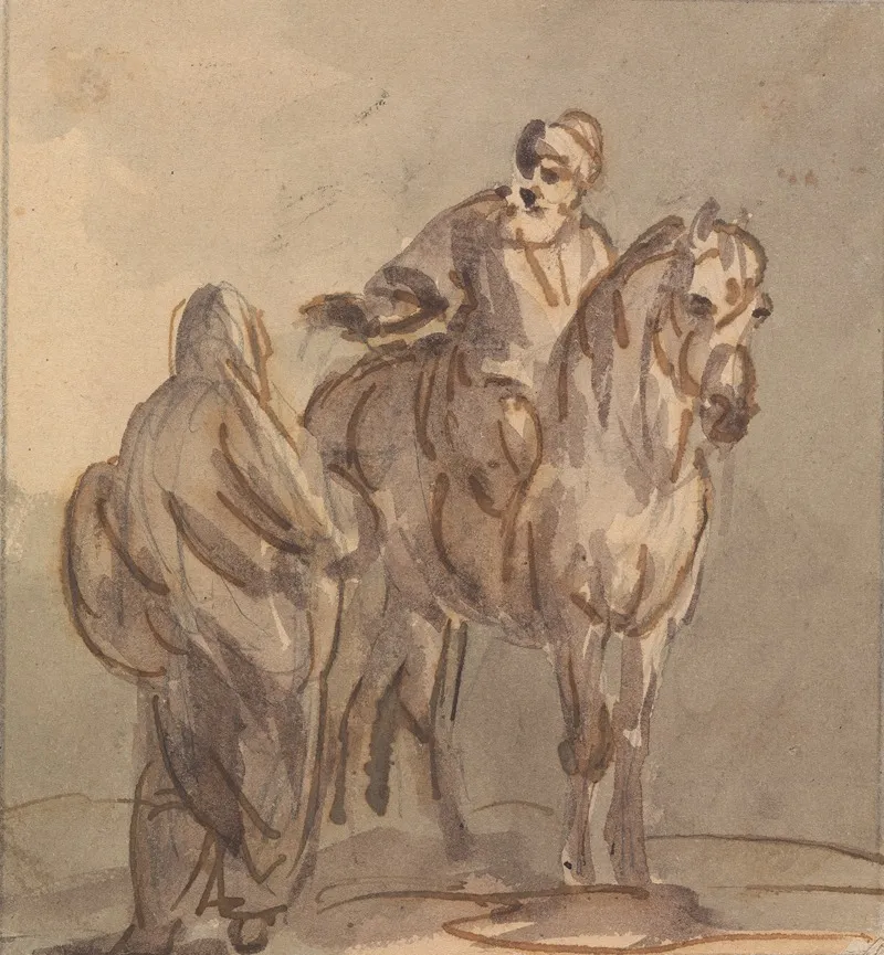 Two People One Standing One Seated On A Horse
