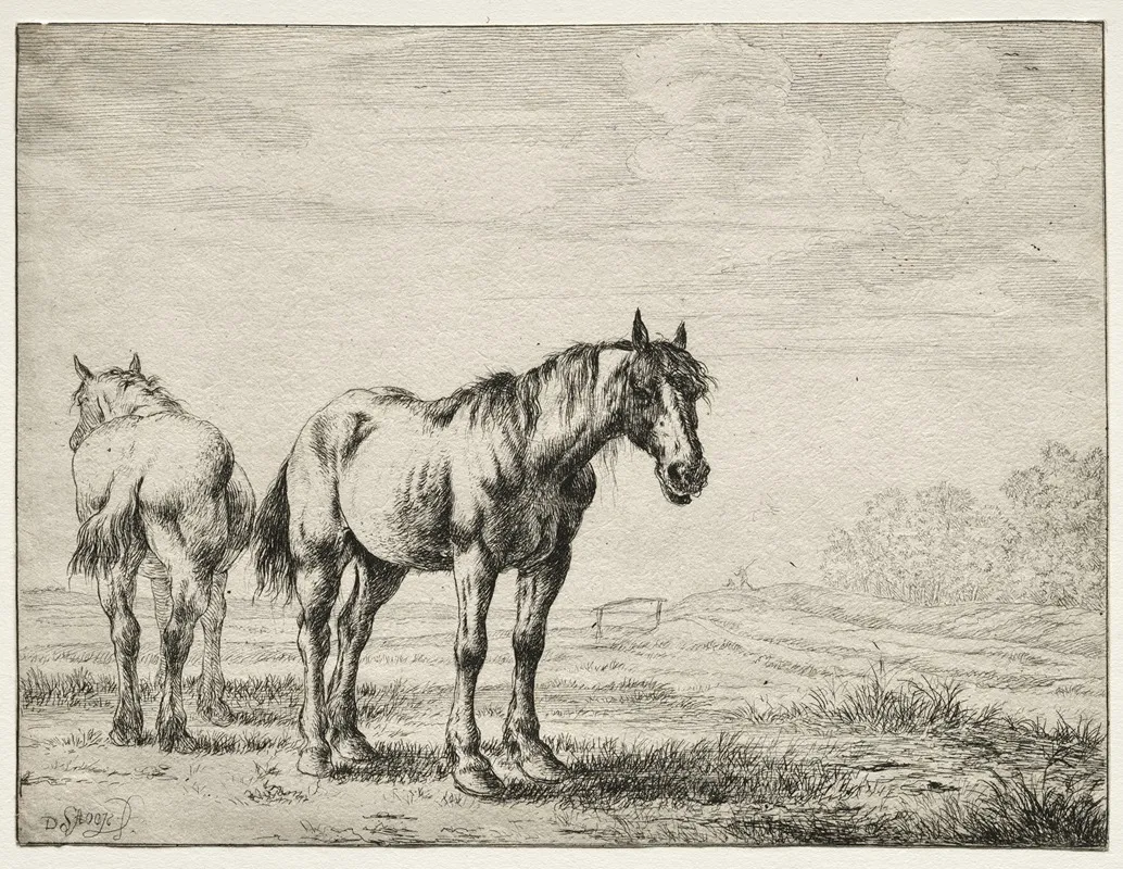Two Plough Horses Wall Art by Dirck Stoop - High-Resolution Digital Print