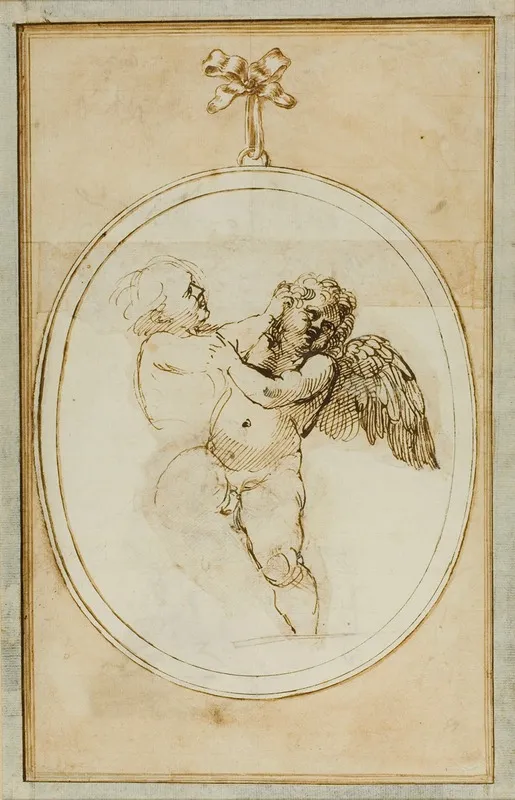 Two Putti Fighting Study For The Galleria Farnese