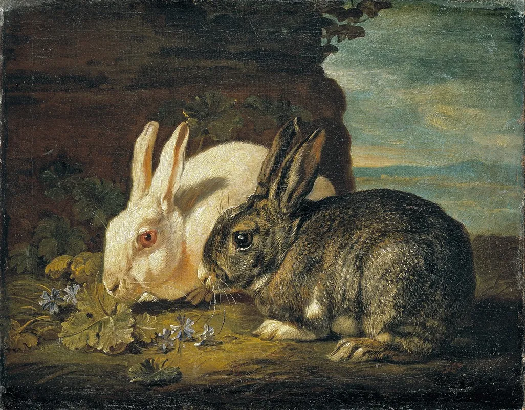 Two Rabbits Wall Art by David de Coninck - High-Resolution Digital Print