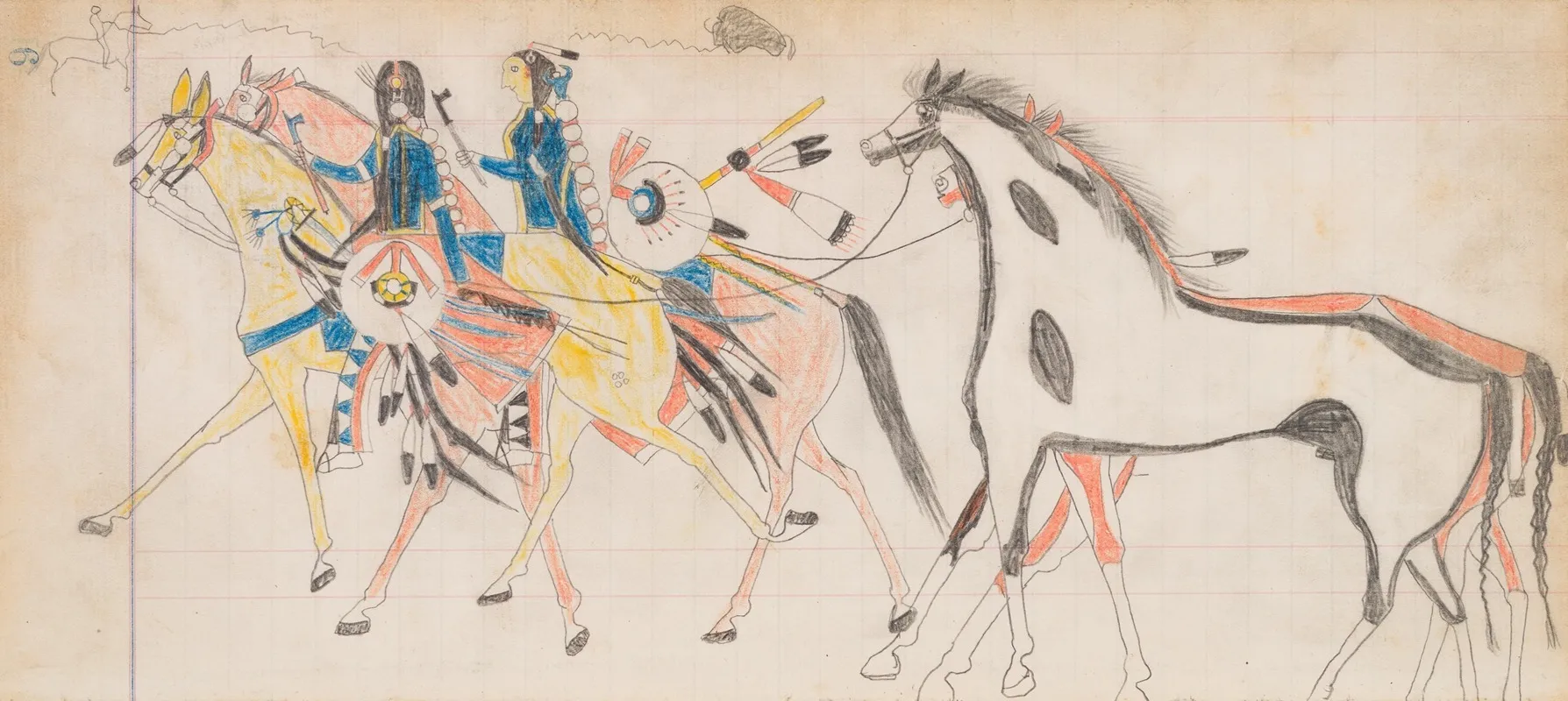 Two Riders Leading Horses Wall Art by Frank Henderson - High-Resolution Digital Print