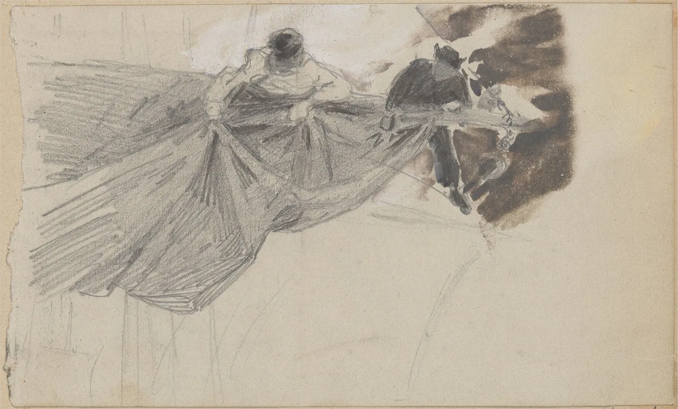 Two Sailors Furling Sail