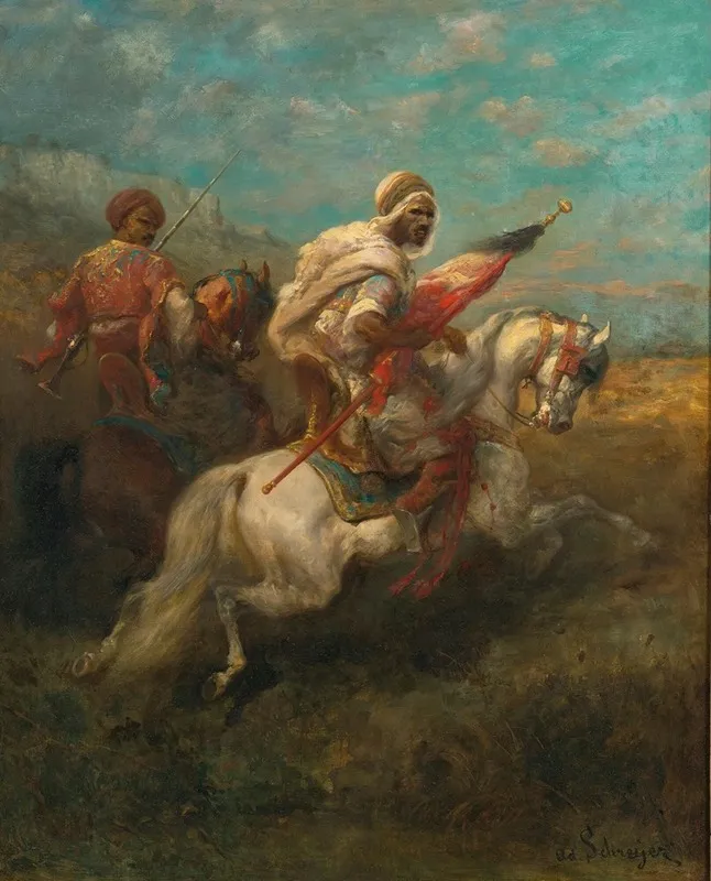 Two Scouts On Horseback Wall Art by Adolf Schreyer - High-Resolution Digital Print