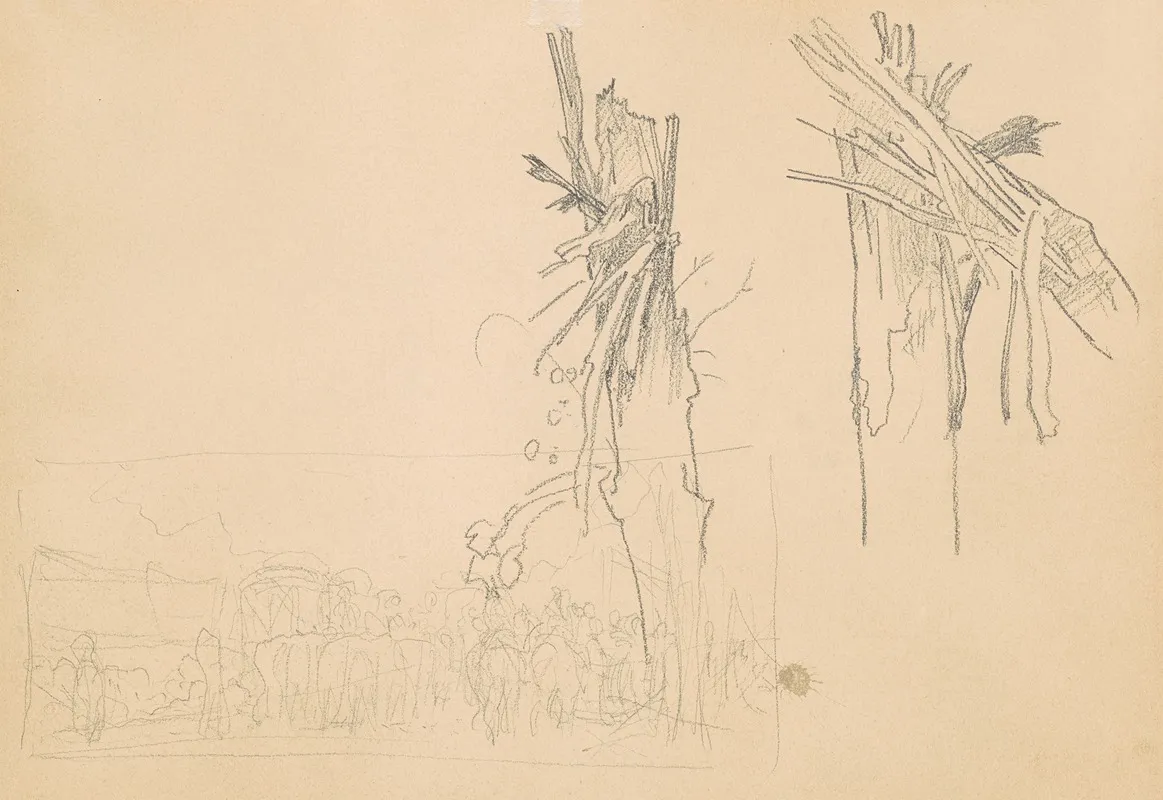 Two Shattered Trees And Study For The Road Verso Wall Art by John Singer Sargent - High-Resolution Digital Print