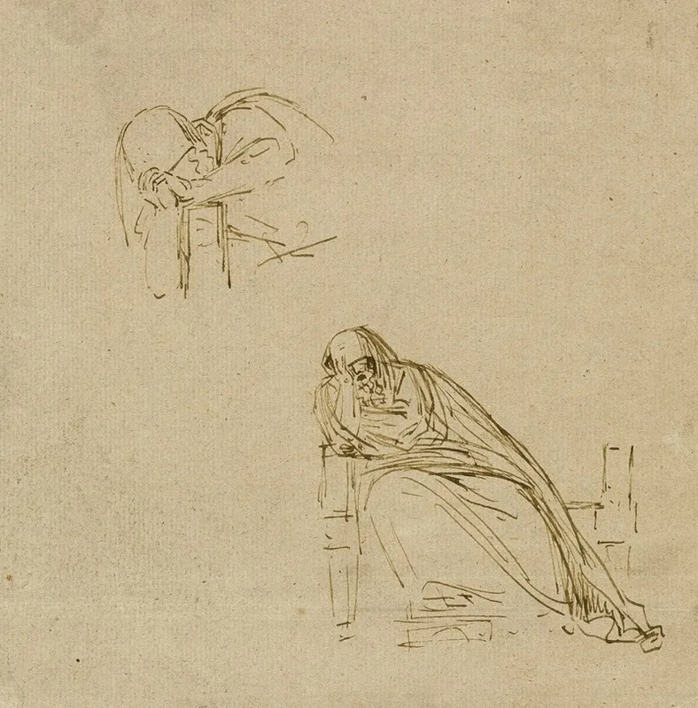 Two Sketches Of A Weeping Woman