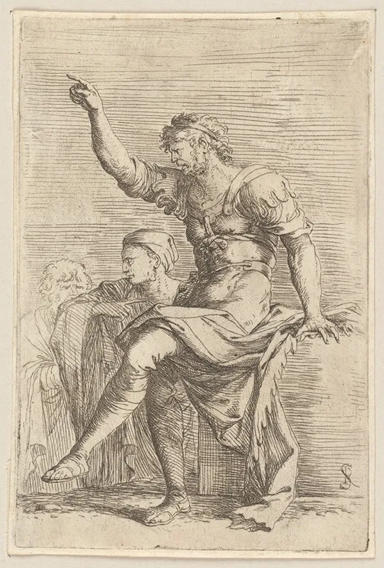 Two Soldiers One With His Hand Raised Pointing Toward The Left Wall Art by Salvator Rosa - High-Resolution Digital Print