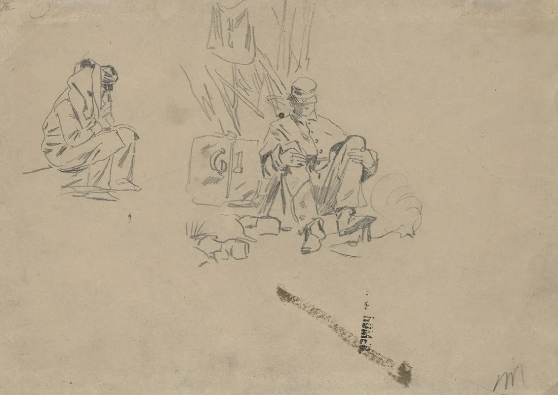 Two Soldiers Resting Verso Wall Art by Winslow Homer - High-Resolution Digital Print