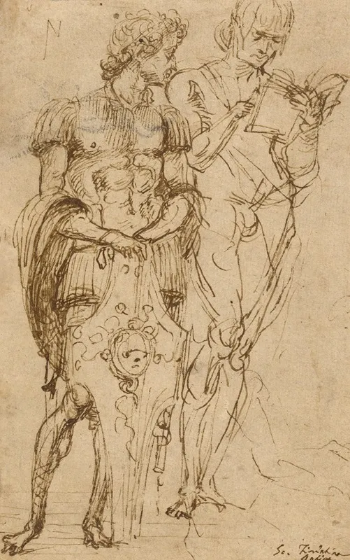 Two Standing Male Figures 2 Wall Art by Andrea Mantegna - High-Resolution Digital Print