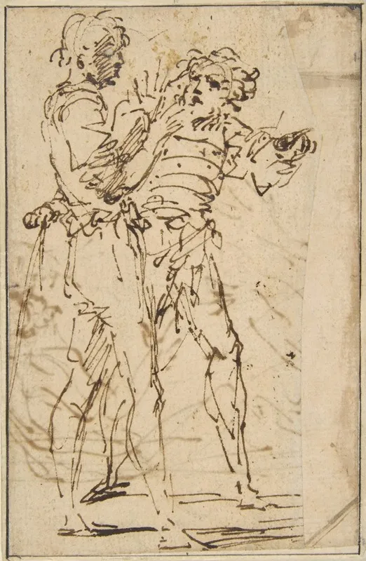 Two Standing Men Gesticulating
