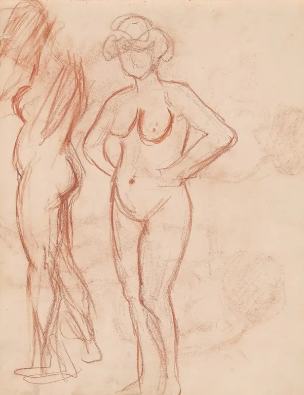 Two Standing Nudes Wall Art by Jules Schmalzigaug - High-Resolution Digital Print