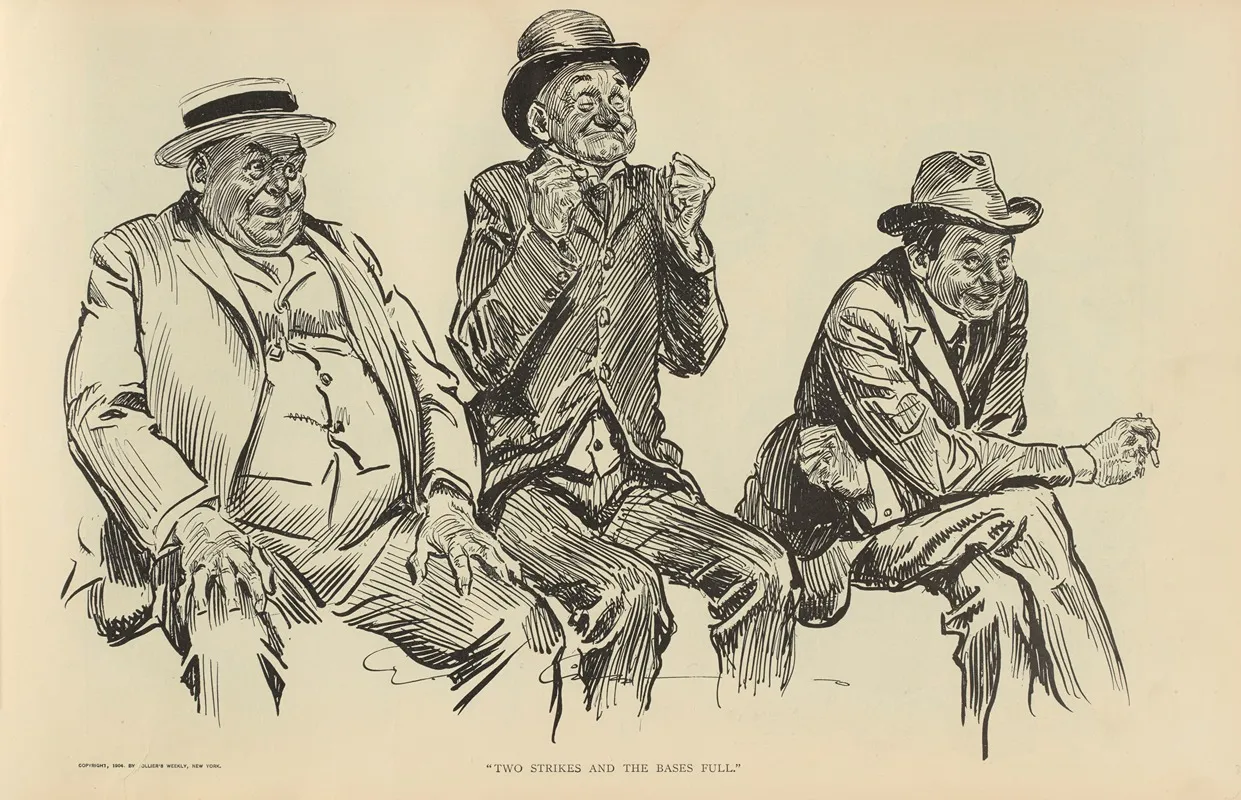 Two Strikes And The Bases Full Wall Art by Charles Dana Gibson - High-Resolution Digital Print