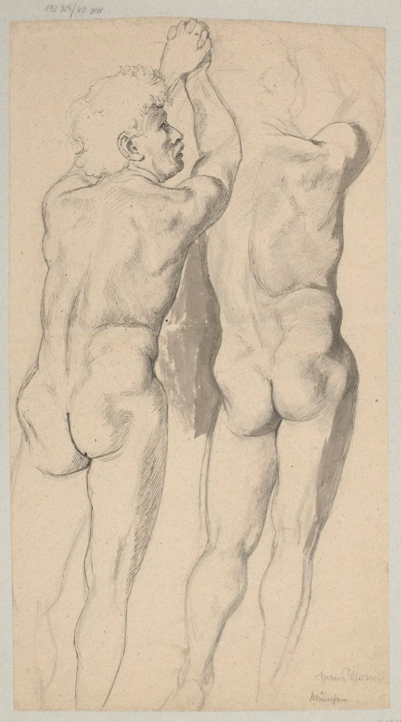 Two Studies Of A Male Nude Wall Art by Hans Thoma - High-Resolution Digital Print