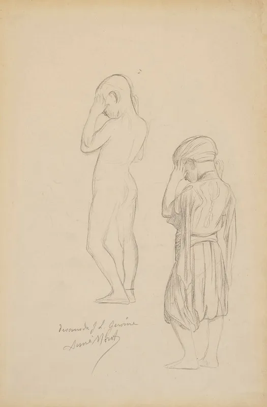 Two Studies Of A Standing Boy Holding His Hands Up In Prayer