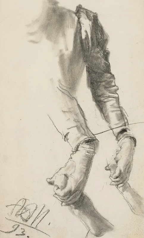 Two Studies Of A Womans Left Arm Holding A Childs Hand