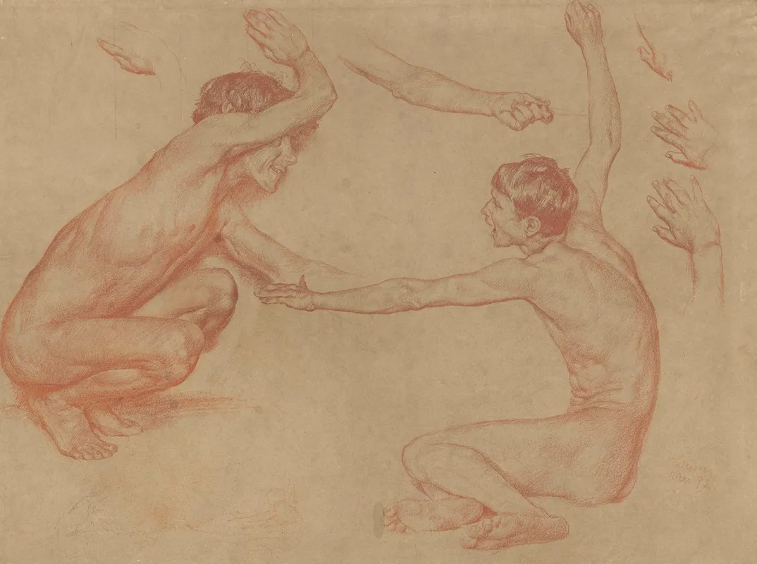 Two Studies Of Boy Nudes And Studies Of Hands