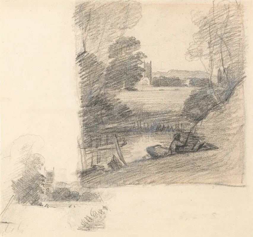 Two Studies Of Dedham Church From The East Wall Art by John Constable - High-Resolution Digital Print