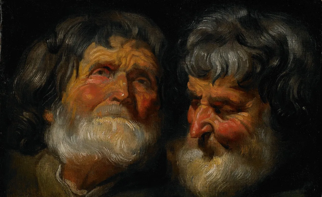 Two Studies Of The Head Of An Old Man Wall Art by Jacob Jordaens - High-Resolution Digital Print