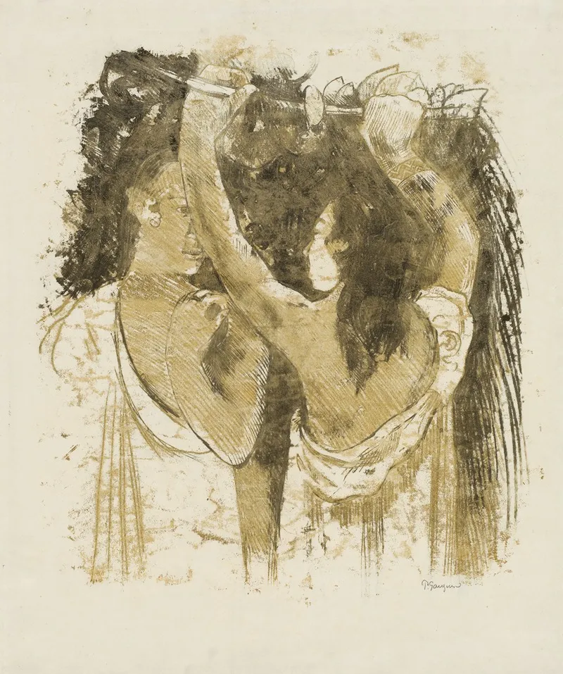 Two Tahitians Gathering Fruit Wall Art by Paul Gauguin - High-Resolution Digital Print