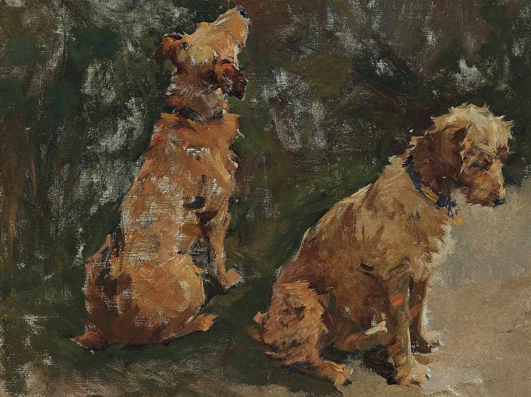 Two Terriers Study For The Half Holiday Wall Art by Elizabeth Adela Forbes - High-Resolution Digital Print