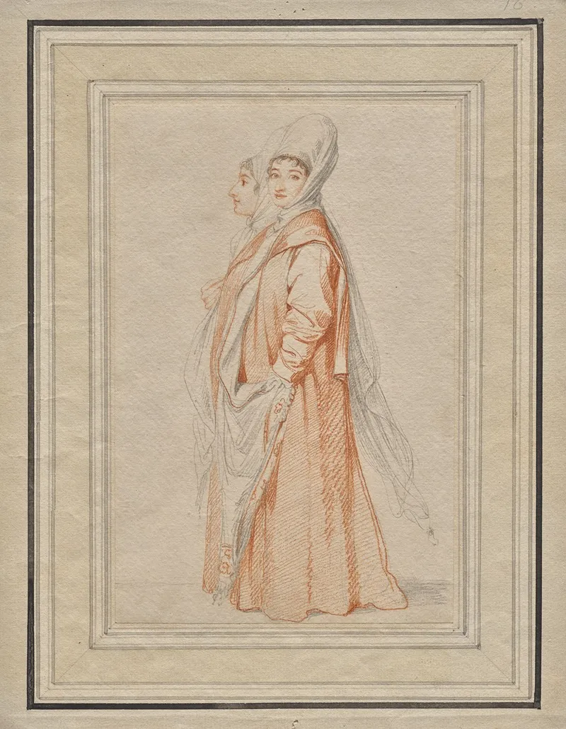 Two Veiled Young Women Probably Lilla Amnani And Her Sister