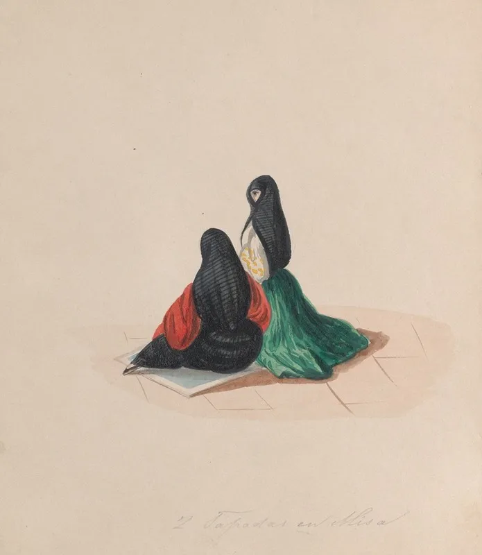 Two Woman Wearing The Saya Attending Mass Wall Art by Francisco Fierro - High-Resolution Digital Print