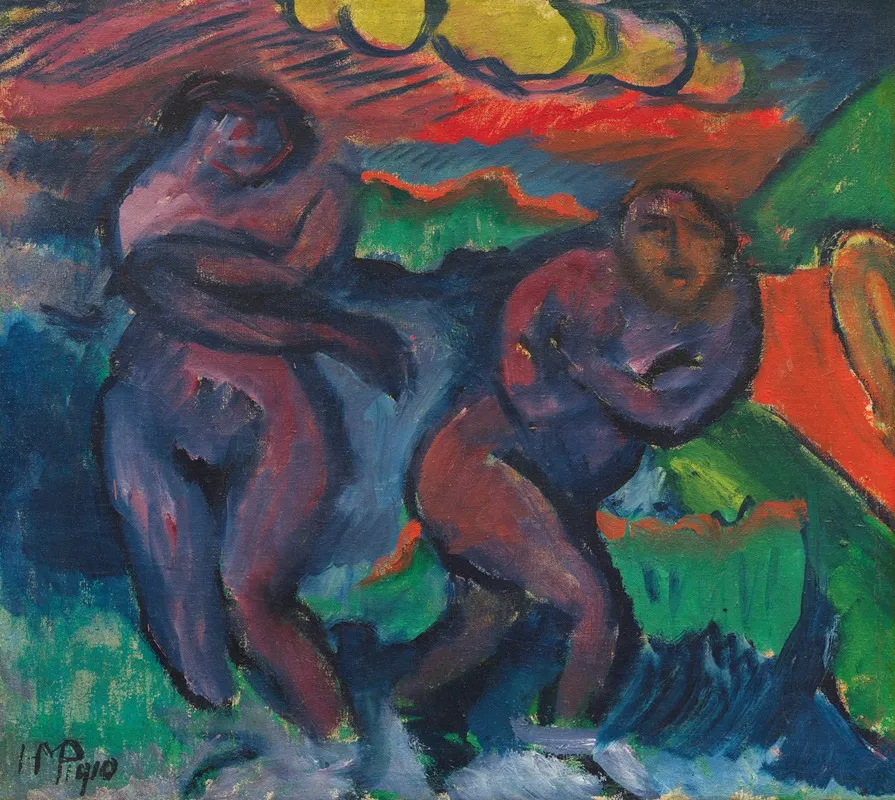 Two Women Bathing Wall Art by Hermann Max Pechstein - High-Resolution Digital Print