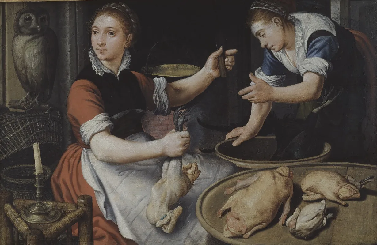 Two Women Cooking Wall Art by Pieter Aertsen - High-Resolution Digital Print