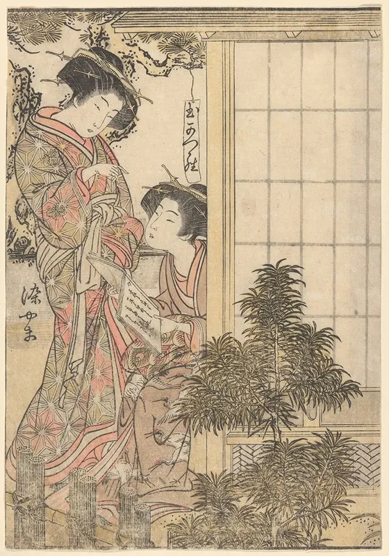 Two Women Of The Greenhouses With A Book Of Poems