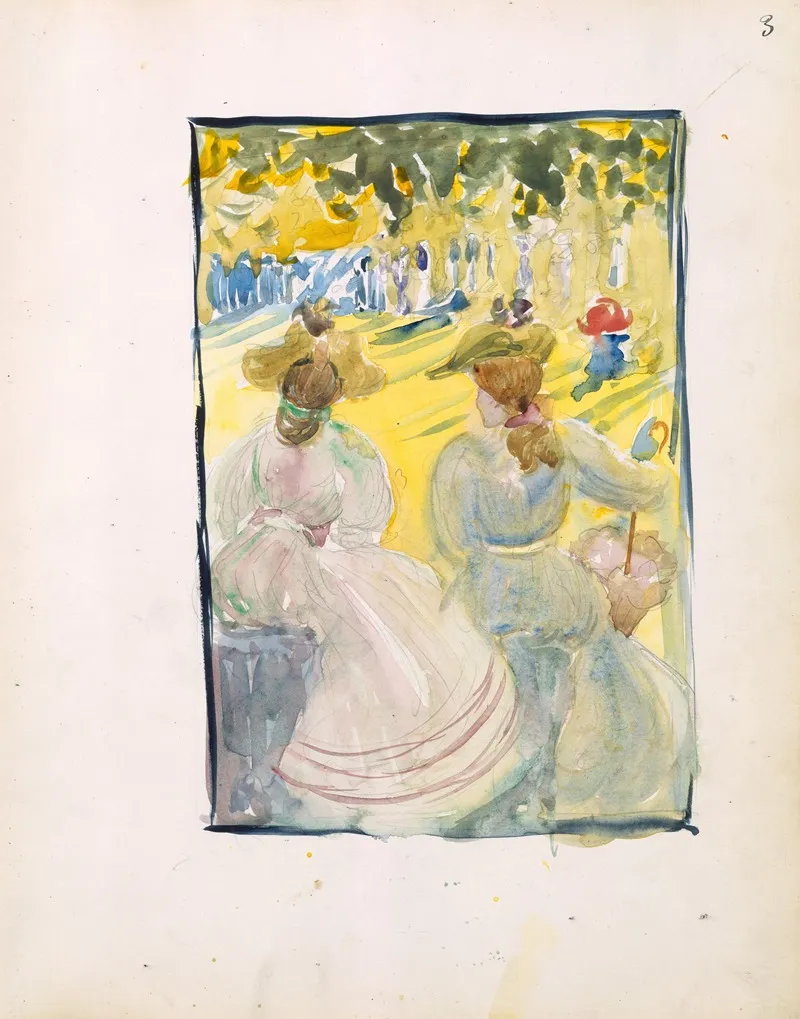 Two Women Sitting In A Park Wall Art by Maurice Prendergast - High-Resolution Digital Print
