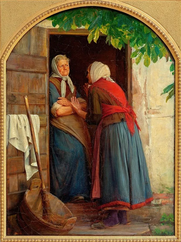 Two Women Talking 2 Wall Art by Carl Bloch - High-Resolution Digital Print