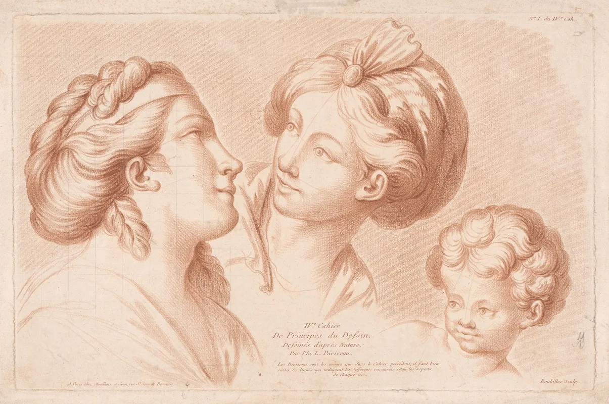 Two Womens Heads And A Childs Head Wall Art by Louis-François Roubiliac - High-Resolution Digital Print