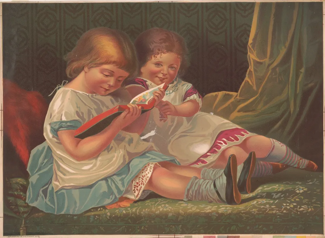 Two Young Girls Reading Book