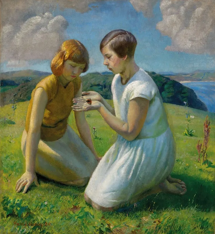 Two Young Girls With A Butterfly