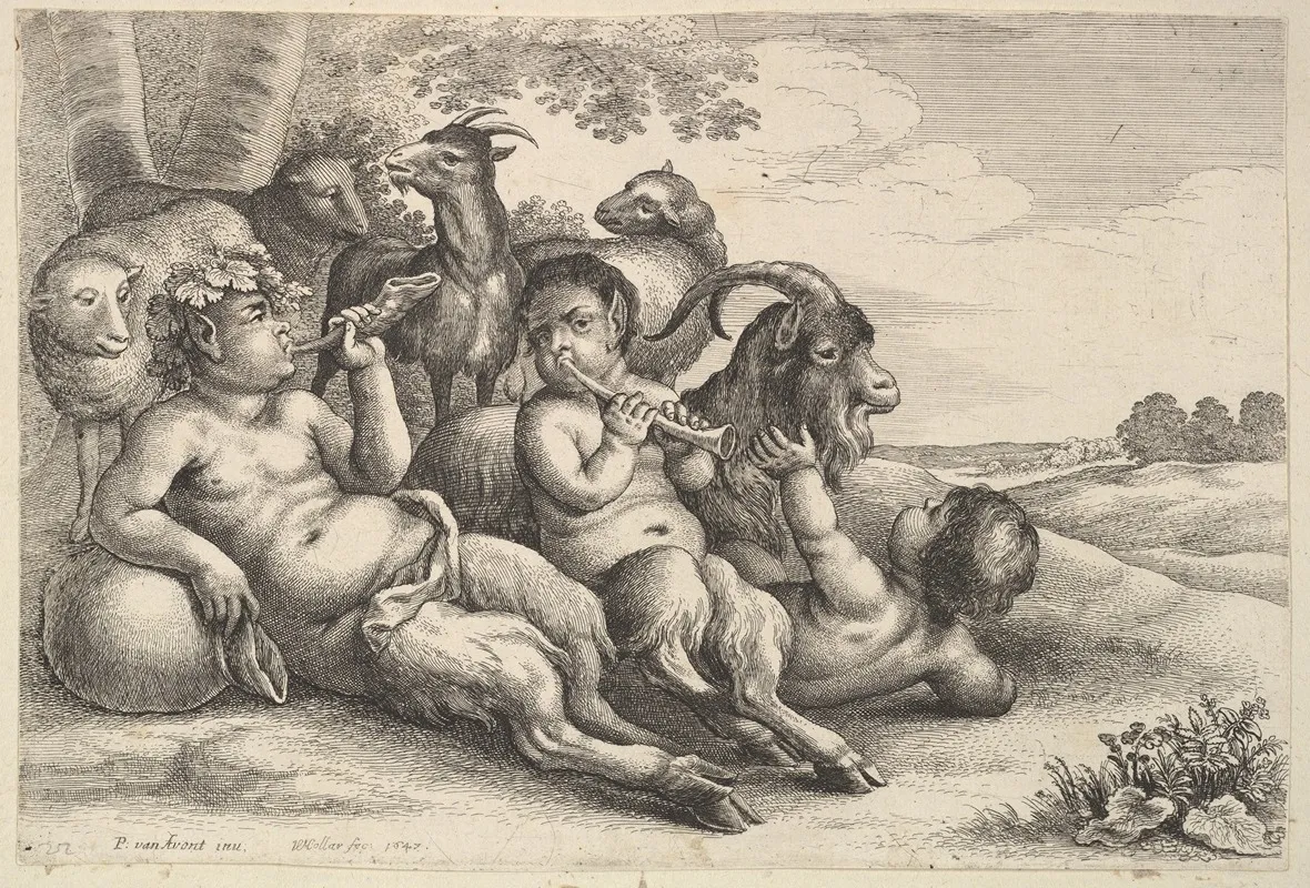 Two Young Satyrs And A Boy