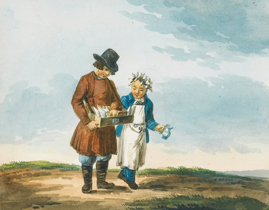 Two Young Street Vendors Wall Art by Karl Ivanovich Kollmann - High-Resolution Digital Print