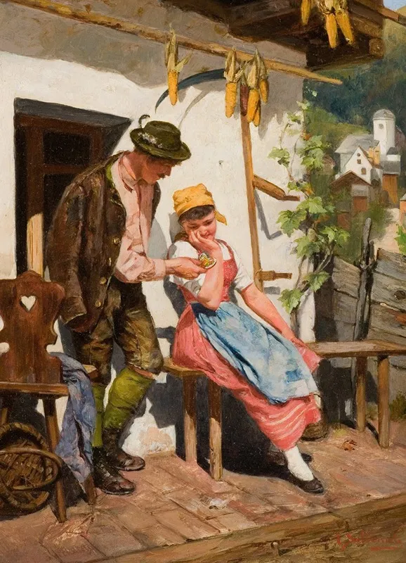 Tyrolean Couple Wall Art by J. Sellenati - High-Resolution Digital Print