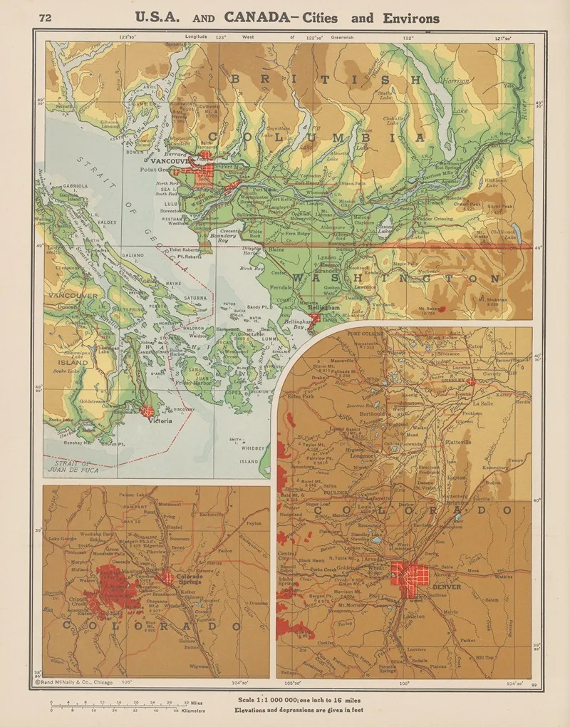 U S A And Canada Cities And Environs Wall Art by John Paul Goode - High-Resolution Digital Print
