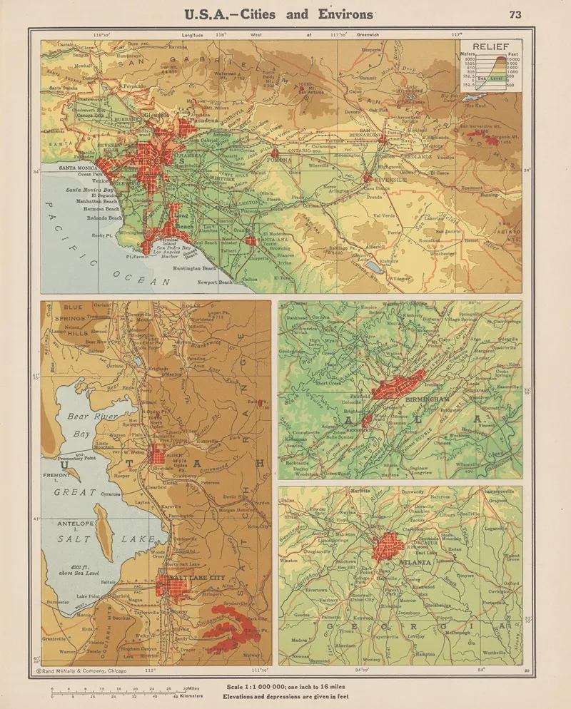 U S A Cities And Environs Wall Art by John Paul Goode - High-Resolution Digital Print