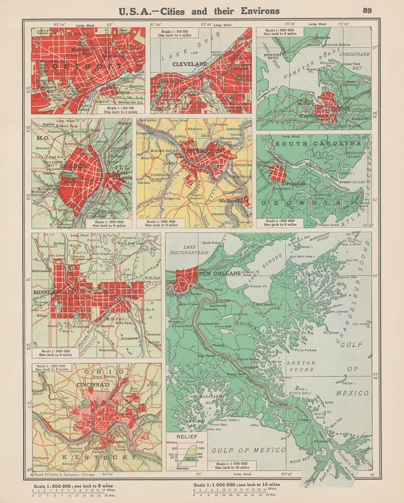U S A Cities And Their Environs 2 Wall Art by John Paul Goode - High-Resolution Digital Print