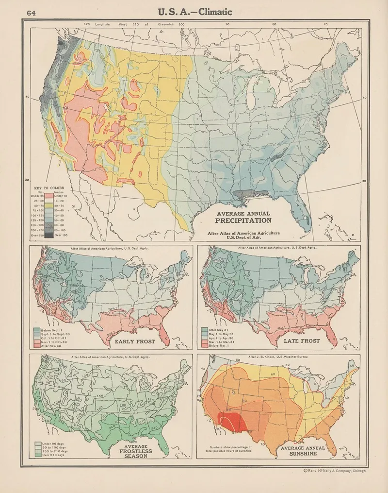 U S A Climatic Wall Art by John Paul Goode - High-Resolution Digital Print