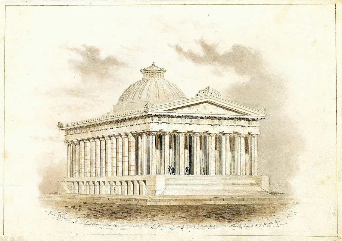 U S Custom House New York Perspective Wall Art by Ithiel Town - High-Resolution Digital Print