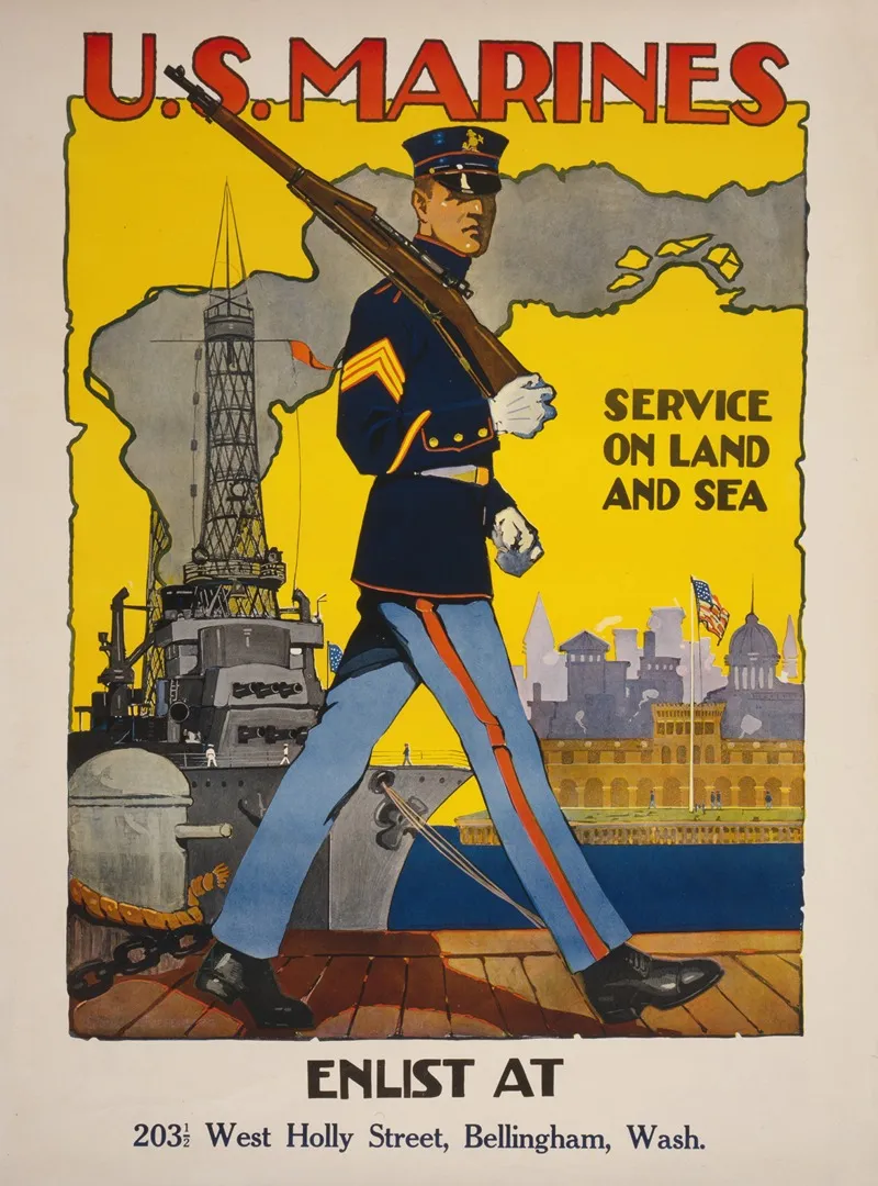 U S Marine Corps Service On Land And Sea Wall Art by Sidney Riesenberg - High-Resolution Digital Print