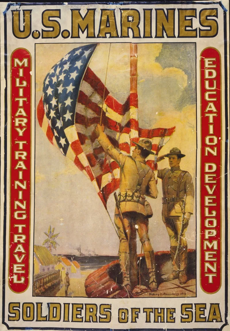 U S Marines Soldiers Of The Sea Military Training Travel Education Development Wall Art by Sidney Riesenberg - High-Resolution Digital Print