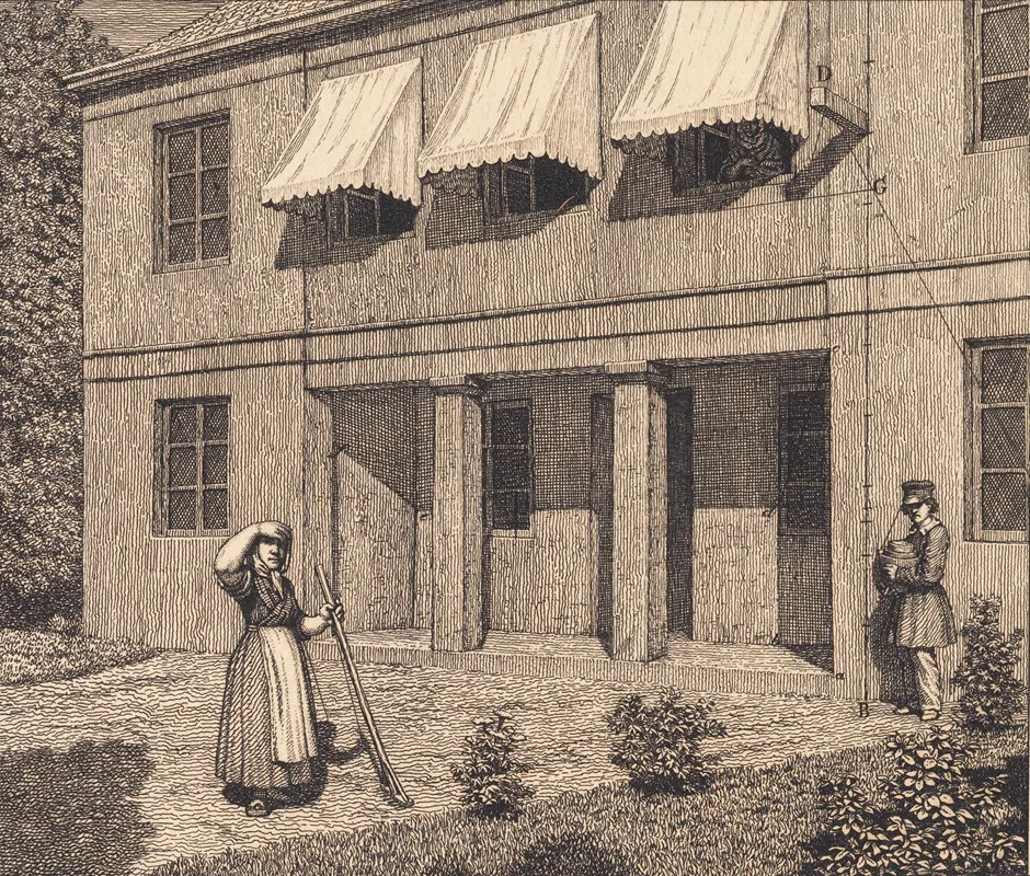 Udenfor En Villa Illustration Til Linearperspectiven Tavle V
