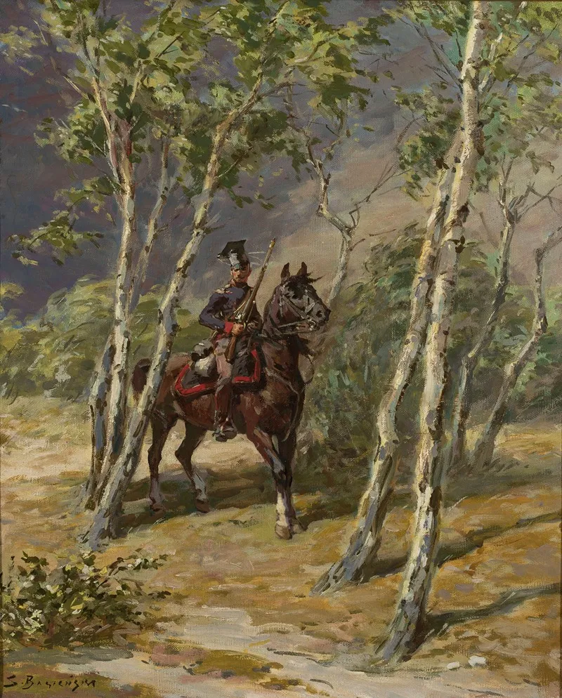 Uhlan On Horseback Wall Art by Stanisław Bagieński - High-Resolution Digital Print