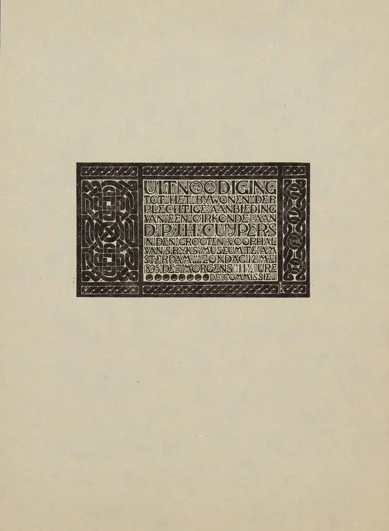 Uitnoodiging Tot Het Bijwonen Der Plechtigen Aanbieding Van Een Oirkonde Aan Dr P J H Cuypers Wall Art by Karel de Bazel - High-Resolution Digital Print