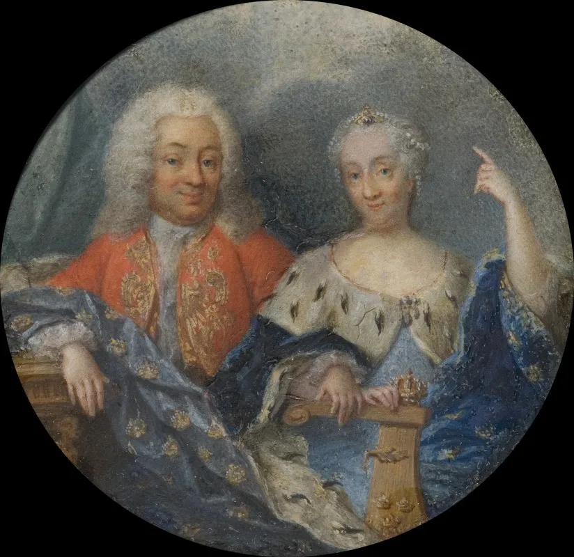 Ulrika Eleonora The Younger 1688 1741 Queen Of Sweden Frederick I 1676 1751 Count Of Hesse Kassel King Of Sweden Wall Art by Niklas Lafrensen - High-Resolution Digital Print