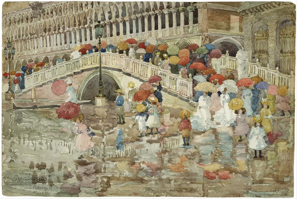 Umbrellas In The Rain Wall Art by Maurice Prendergast - High-Resolution Digital Print