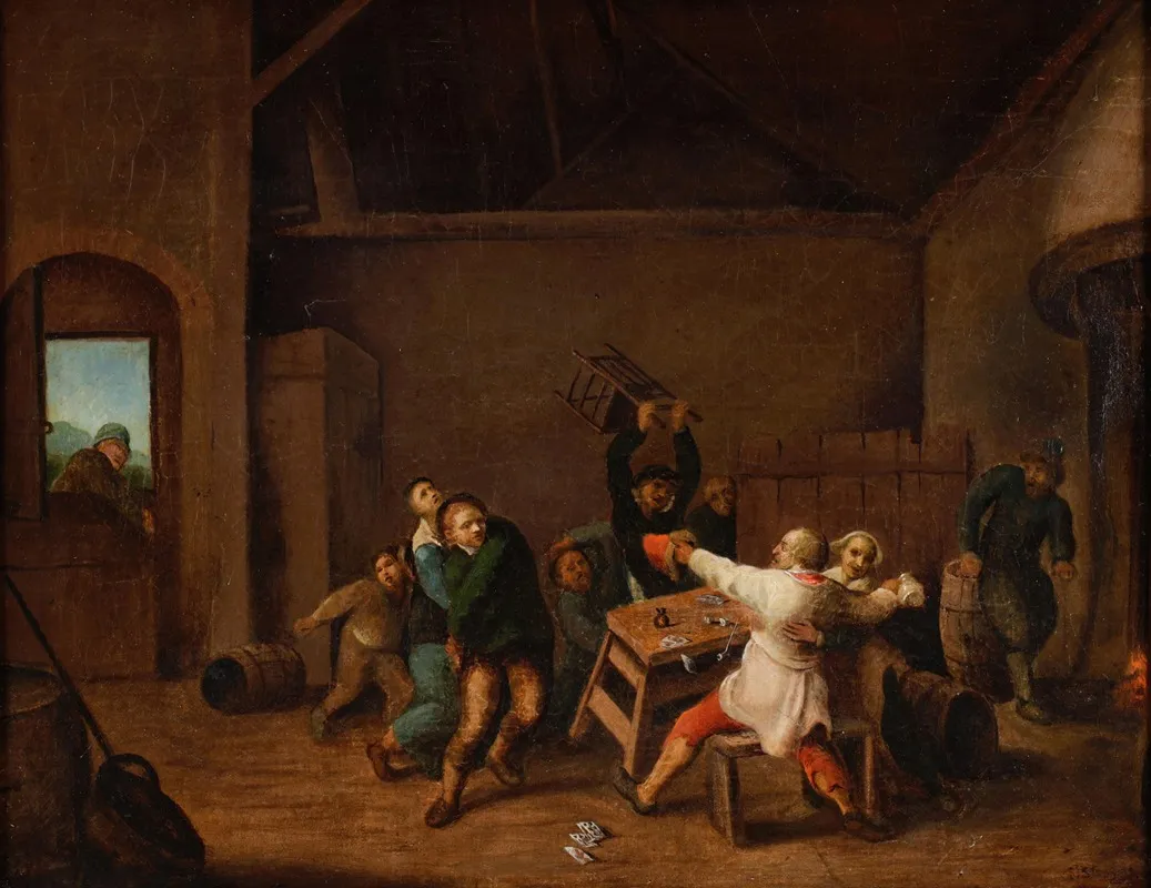 Umkreis Raufhandel In Einer Schenke Wall Art by Hendrik Martensz. Sorgh - High-Resolution Digital Print