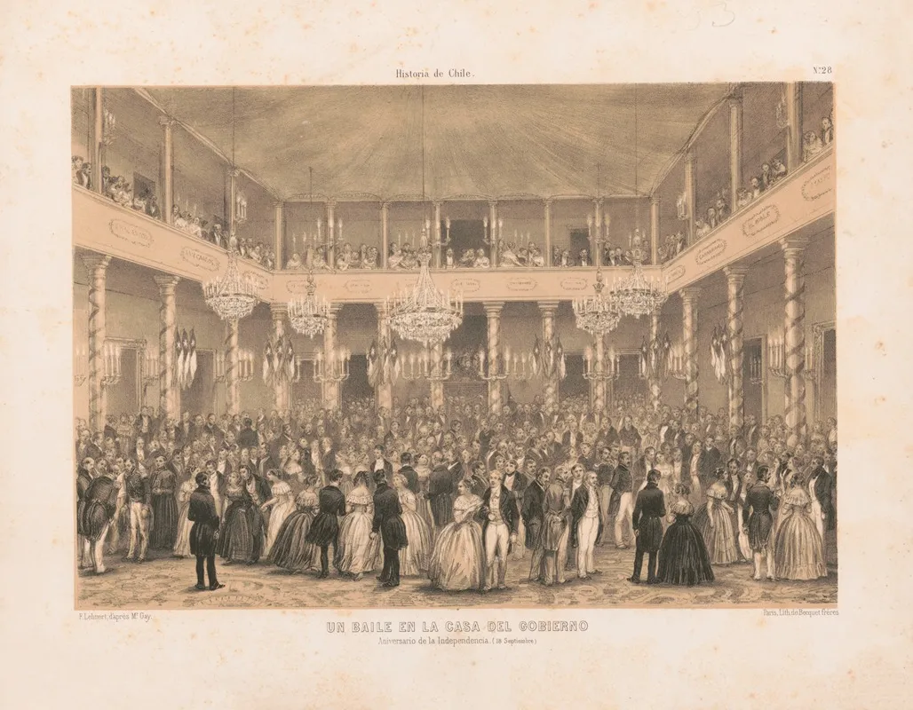 Un Baile En La Casa Del Gobierno Aniversario De La Independencia 18 Septiembre Wall Art by Pierre Frédéric Lehnert - High-Resolution Digital Print